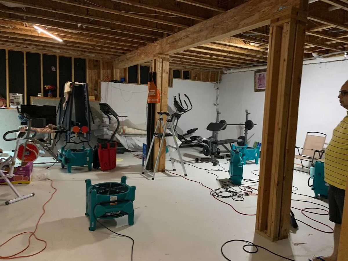 Basement drying equipment setup for Contents Cleaning & Restoration in Oscoda